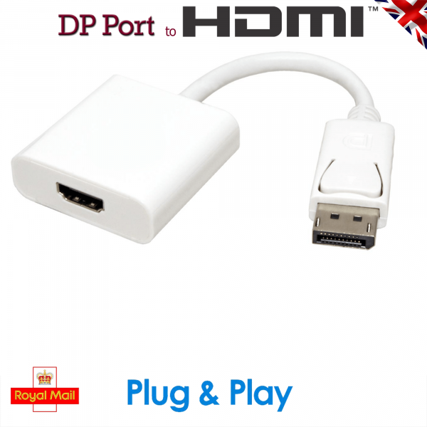 Display Port DP Male to HDMI Female Adapter White