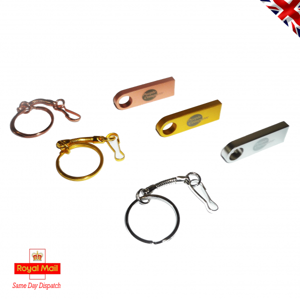 Powder Coated Metal USB 2.0 Flash Drive Memory Stick and Key Ring Clip