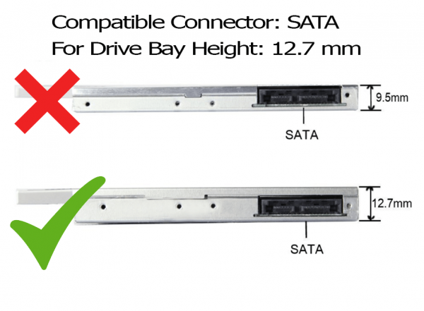 Caddy Adapter 2.5" HDD | SSD to 12.7mm Optical | DVD RW Bay.