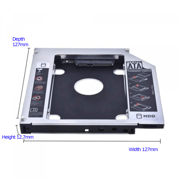 Caddy Adapter 2.5" HDD | SSD to 12.7mm Optical | DVD RW Bay.