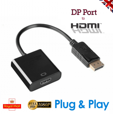 New Display Port DP Male to HDMI 1080p Female Adapter Black