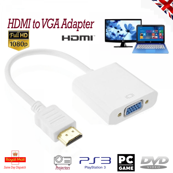HDMI Input to VGA Output Adapter Built-in active IC chip improves compatibility Supports resolutions up to 1080p / 1920 x 1200 and 8/10/12 bit colour depths Supports YCC to RGB and RGB to YCC colour space conversion Anti corrosionGold-plated connectors, improve signal performance Power Consumption: 250mA, No External Power Required HDCP protected signals Not Supported