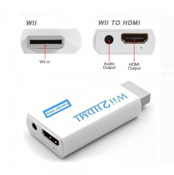 Wii to HDMI 1080P HD and Audio Output Converter Adapter Wii To HDMI | 3.5mm Jack