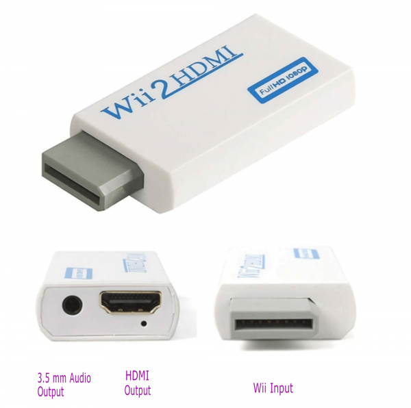 Wii to HDMI 1080P HD and Audio Output Converter Adapter Wii To HDMI | 3.5mm Jack